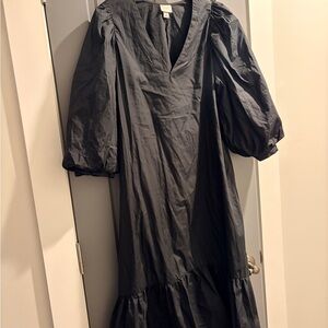 A New Day Black Puff Sleeve Midi Dress - Size S